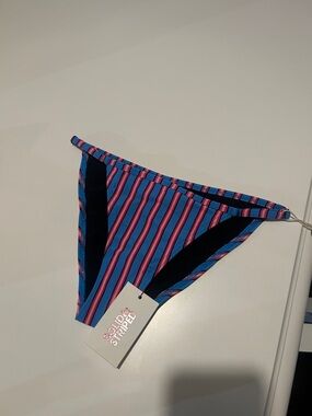 Striped Blue and Pink Bikini Bottom Solid & Striped